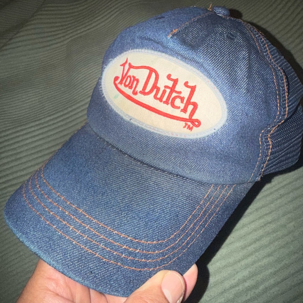 Vintage Von Dutch Denim Hat with Red Logo